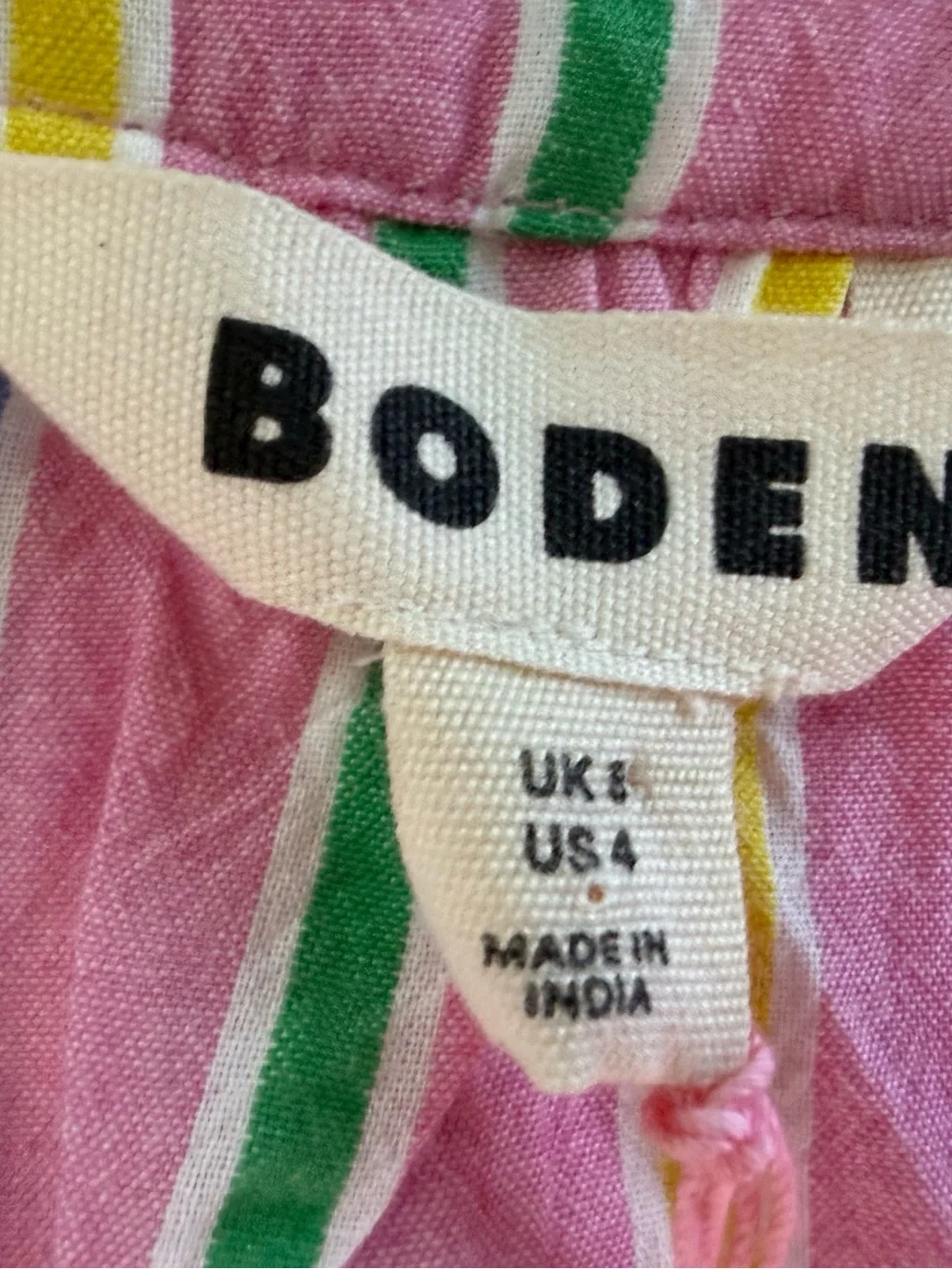 Boden Brooke Cotton Top Pink Striped Puff Sleeve Blouse US 4 NEW 3129